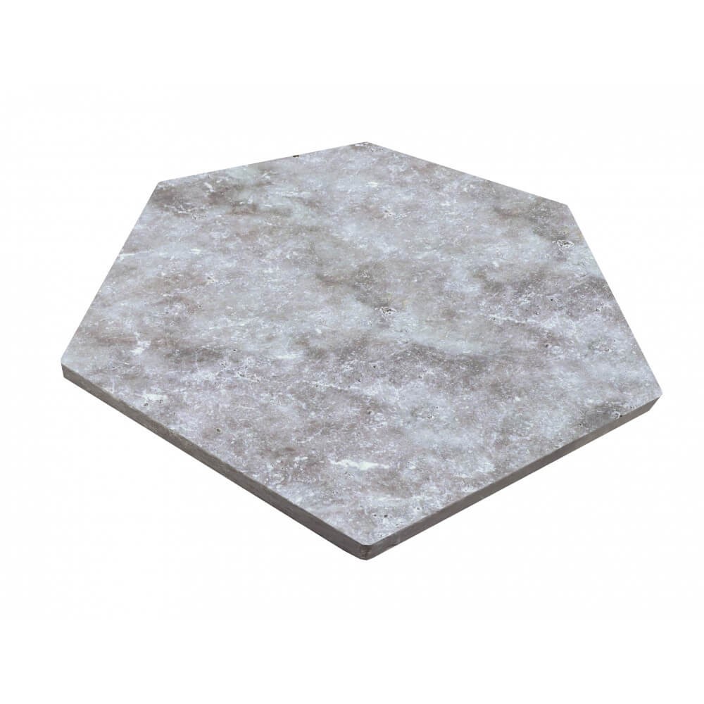 Stone travertin silver hexagone